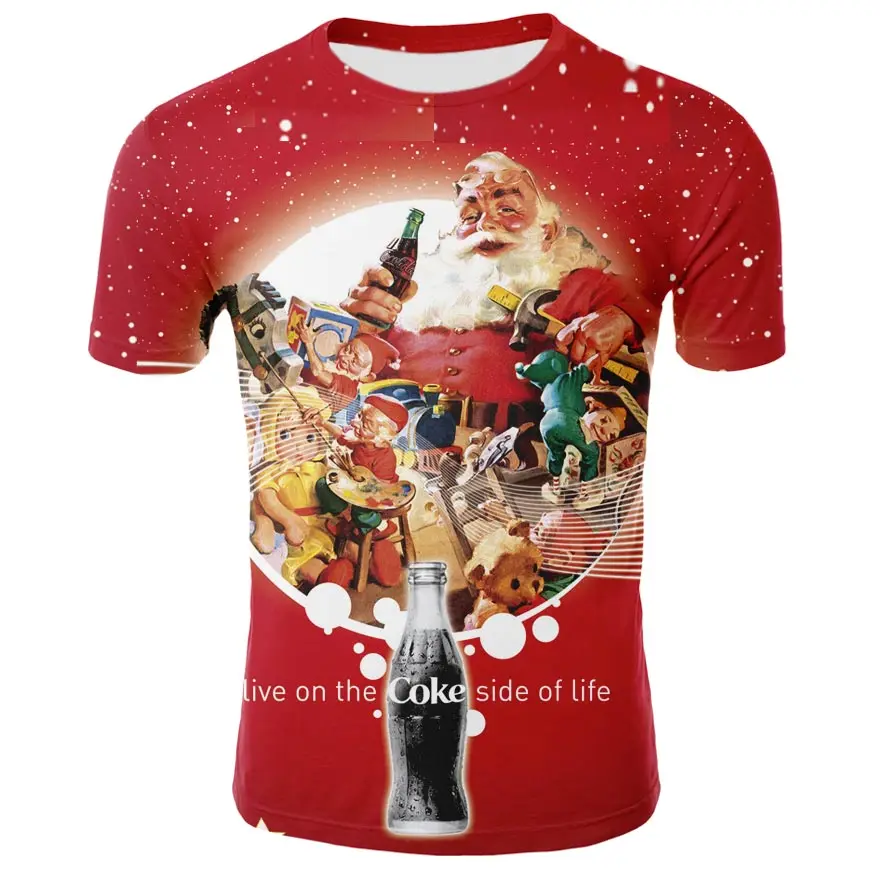 Летняя Повседневная футболка с 3D принтом футболка для мужчин/wo Мужская Уличная мода с коротким рукавом для мужчин Рождественская футболка
