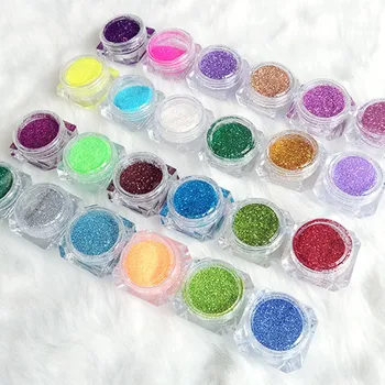 

24 Colors Temporary glitter powder tattoo art ink make-up pigment set fancy female body art design diy henna mold +Brush Gel Se