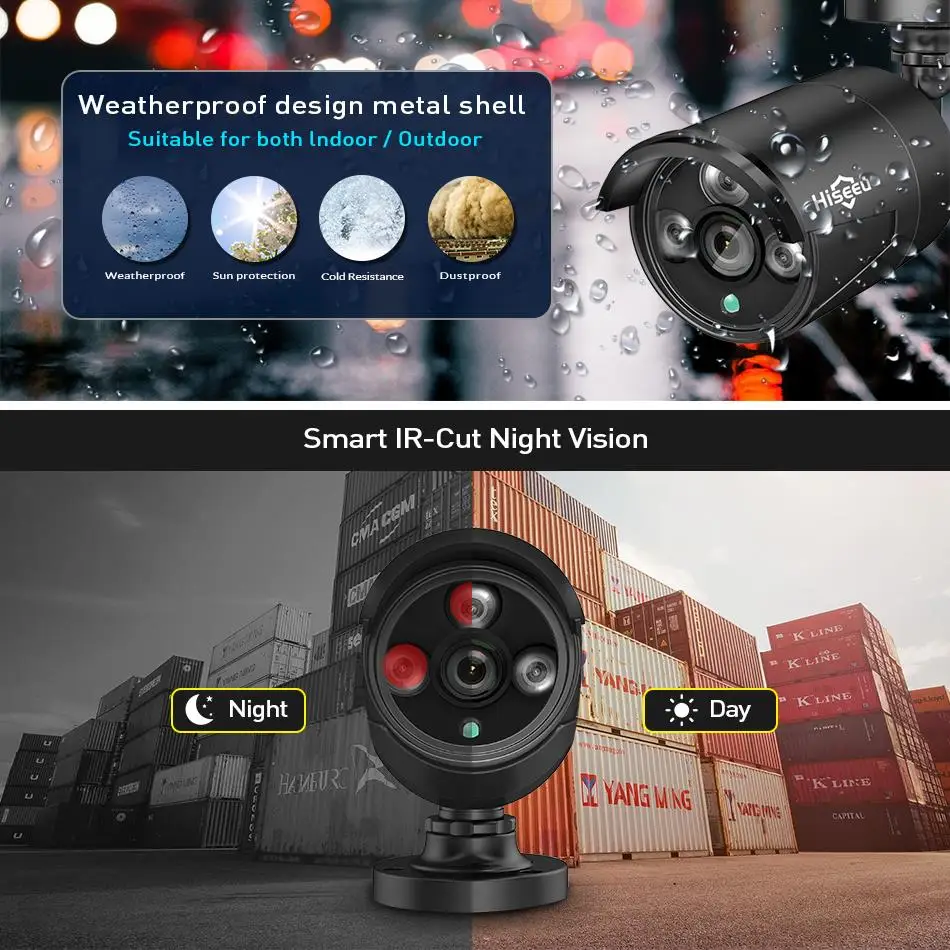 Hiseeu 8CH 1080P HD уличная ИК ночного видения видеонаблюдение 4 шт. ip-камера безопасности 2MP wifi система видеонаблюдения Беспроводной NVR комплект HDD