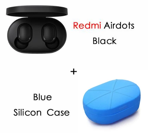 Xiaomi Redmi Airdots TWS Bluetooth наушники стерео басы BT 5,0 Eeadphones с микрофоном Handsfree Наушники управление AI - Цвет: add blue case