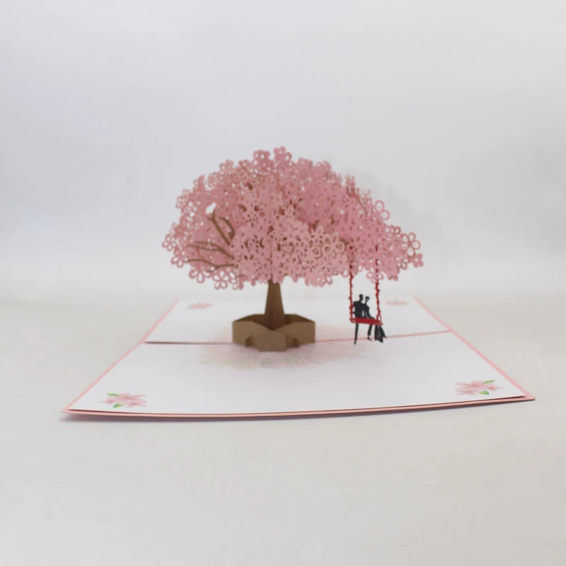 

3D Laser Cut Handmade Valentine's Day Propose Sakura Swing Lover Paper Invitation Greeting Cards Wedding Party Creative Gift