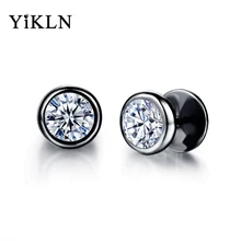 YiKLN роскошные круглые серьги с цирконием кубической огранки 316L нержавеющая сталь классические серьги ювелирные изделия для унисекс для женщин и мужчин Brincos OGE325