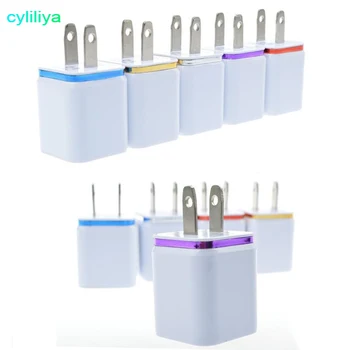 

100pcs/lot Colorful 2A 1A US Plug AC Power Adapter Home Trave Wall 2 port dual USB Charger for iPhone 5 6 7 plus for Samsung HTC