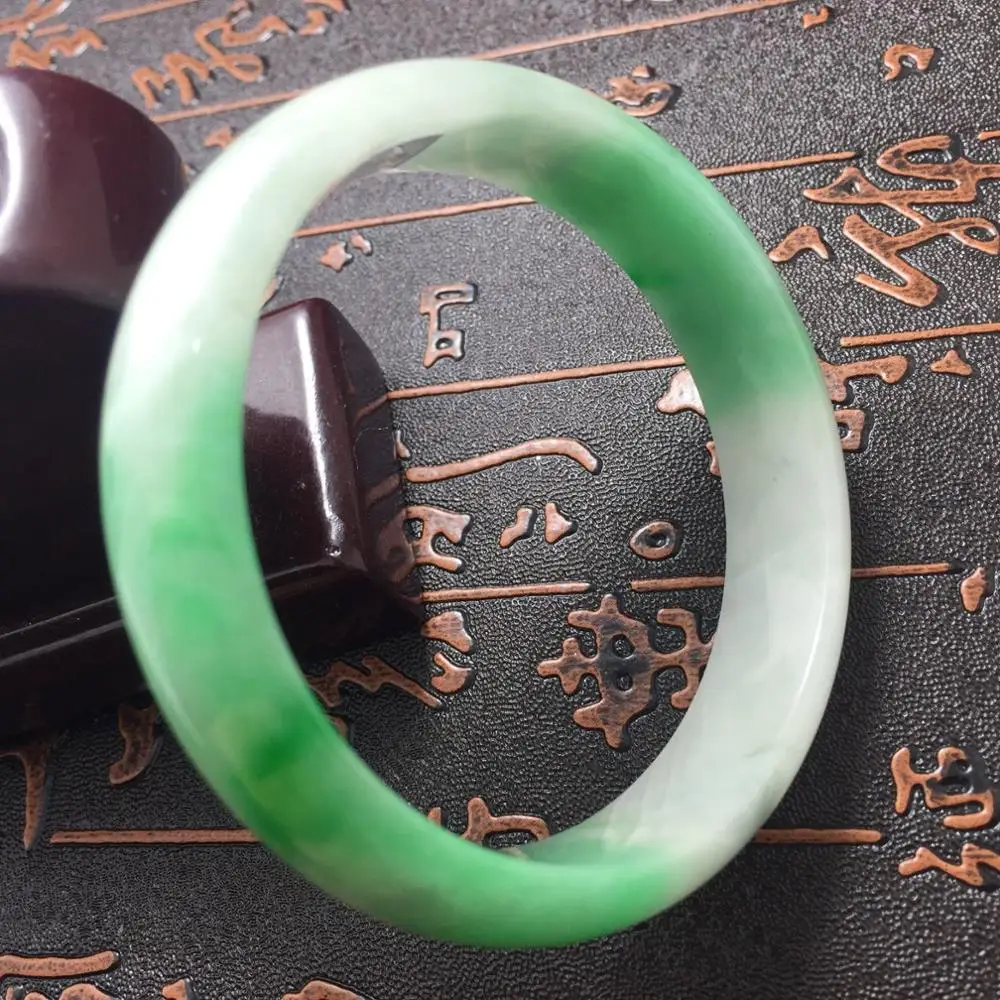 

59mm Certified Grade "A" Natural Green Jadeite Jade Gems Bracelet Bangle 8430 10.20 40