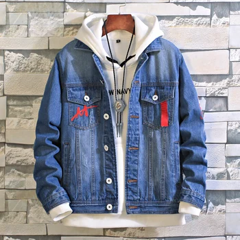 

2019 spring and autumn new Korean version of the trend of men's denim jacket hip hop jacket streetwear men's windbreaker