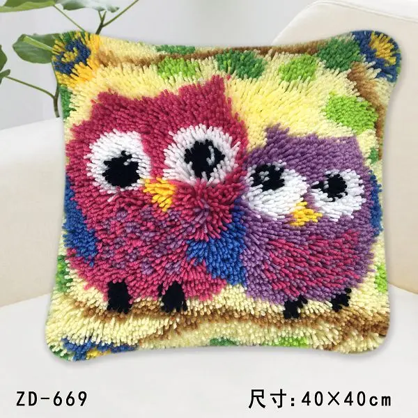 

ZD669 Pillow Cushion Latch Hook Kit Embroidery DIY Craft Cross Stitch Needlework Embroidery Counted Cross-Stitching Kit Set
