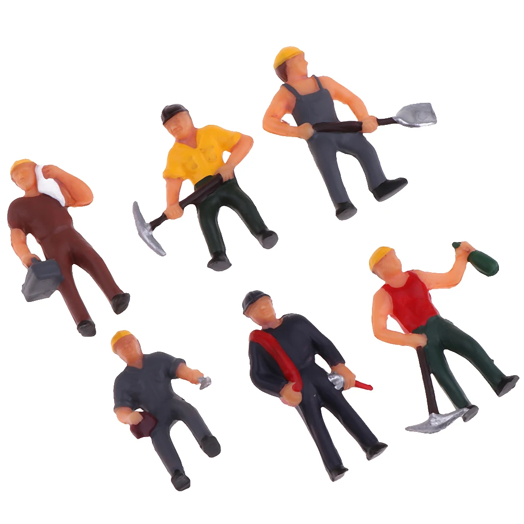 6Pcs 1//87 Scale Painted Model Passenger People Figures Architectural Scenery