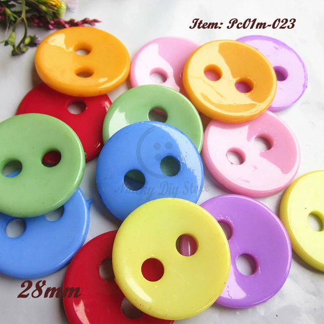 Craft Buttons 50pcs 28mm Mixed Color 2 Big Holes Plastic Buttons For Craft  Scrapbooking Decorative Accessories Button Flowers - Buttons - AliExpress