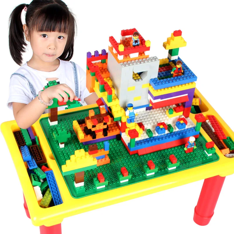 Multi-function Blocks Desk With Baseplate DIY Creative Brick Desk Educational Toy For Kids Compatible With Legoed Classic Block