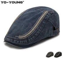 Yo-Young повседневные мужские Регулируемые береты, кепка s, для улицы, дышащие, с козырьком, унисекс, вышивка, винтажные, Плоские береты, кепка, шапка