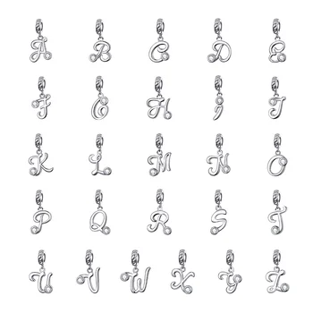 

WOSTU Alphabet Letter Dangle Charms 925 Sterling Silver CZ Bead Fit Original DIY Bracelet Pendant Women Jewelry Making FIC1183