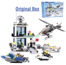 2016 NEW In Original Box Building Blocks Compatible with lego / Police Station truck Car & Motorcycle Boat / Toy brinquedos