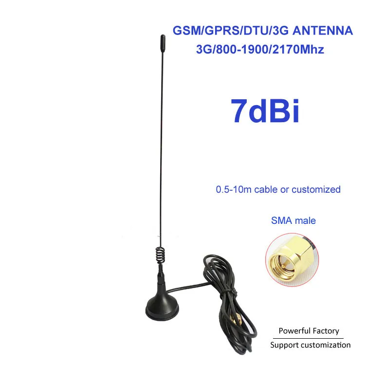 800-2170 МГц GPRS DTU пружинная присоска 7dBi с высоким коэффициентом усиления Omni GSM 3g антенна кабель RG174 SMA разъем 1 шт