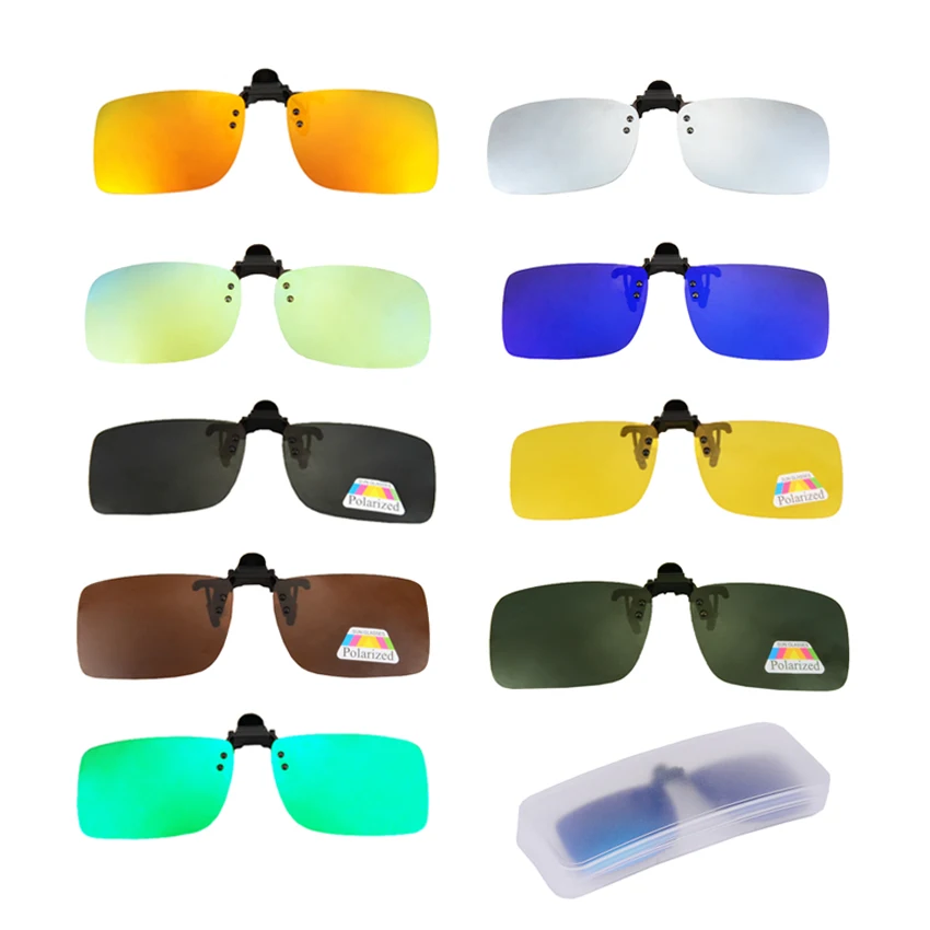 

Polarized Clip On Fishing Sunglasses Myopia Fishing Eyewear Clips Driving Sports Glasses Night Vision Goggles Clips with Box