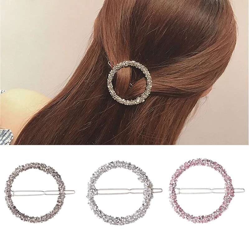 

M MISM 2019 Round Elegant Luxury Rhinestone Charm Hair Accessories Twinkling Hair Clip Bridal Crystal Hairpin Hairwear