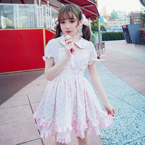 Милое платье принцессы в стиле Лолиты; BOBON21; платье для девочек с цветочным рисунком «мороженое и роза»; Pegasus; D1351
