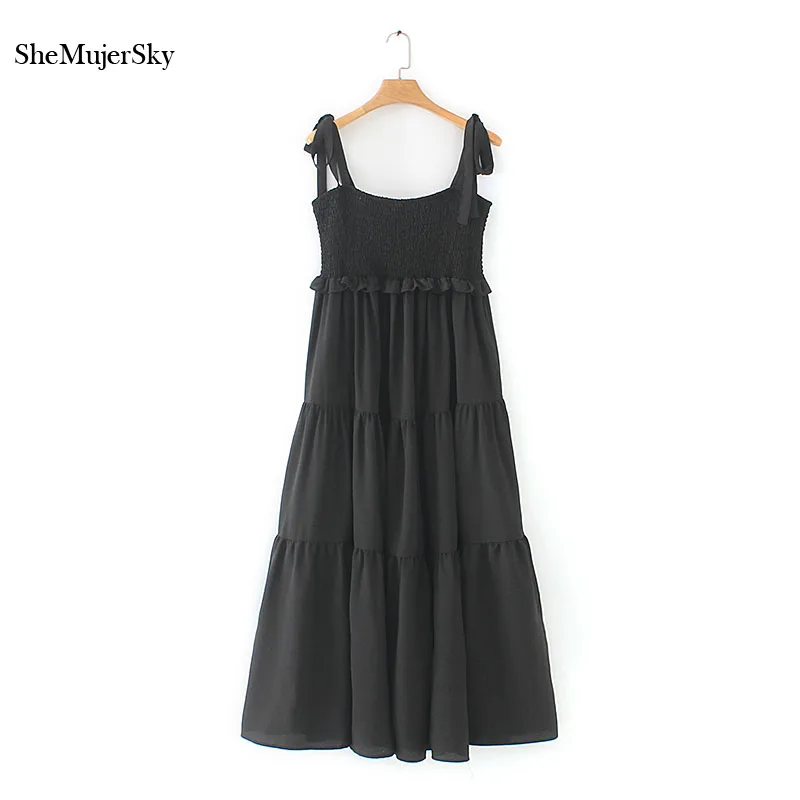 

Efvandoloe Black Long Dress Evening Summer 2019 Sexy Elegant Spaghetti Strap Women Maxi Dresses Female