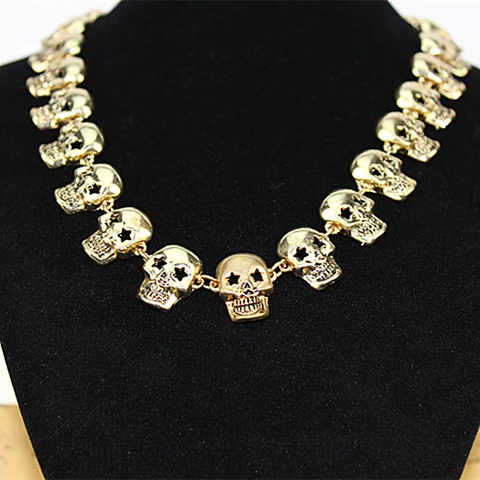 Qingdao made popular romantic girl tassel skulls gift wholesale gold-plated pendant necklace! Free shipping!