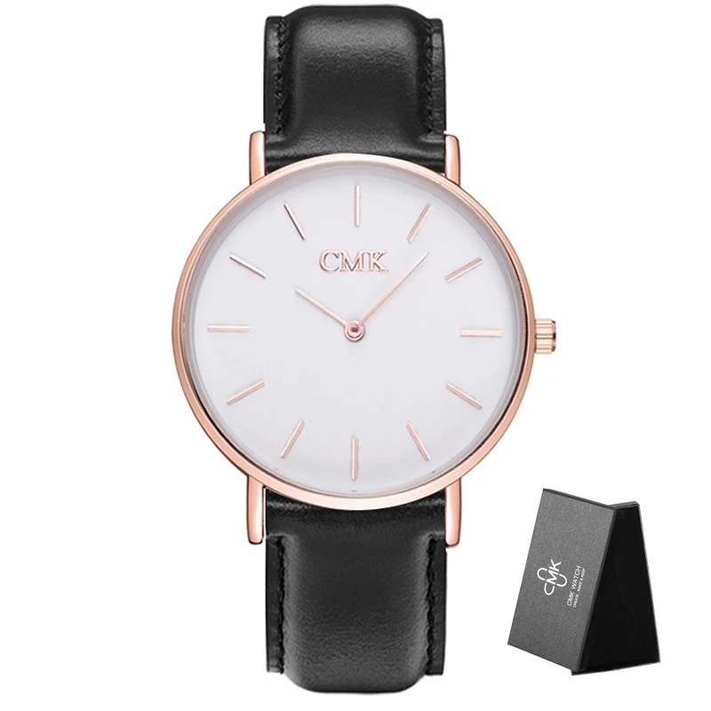 

Brand Clock Fashion Women Watches Casual Couple Styles 6 Color Wristwatches Leather strap Sports Quartz Men Watch With Gift Box