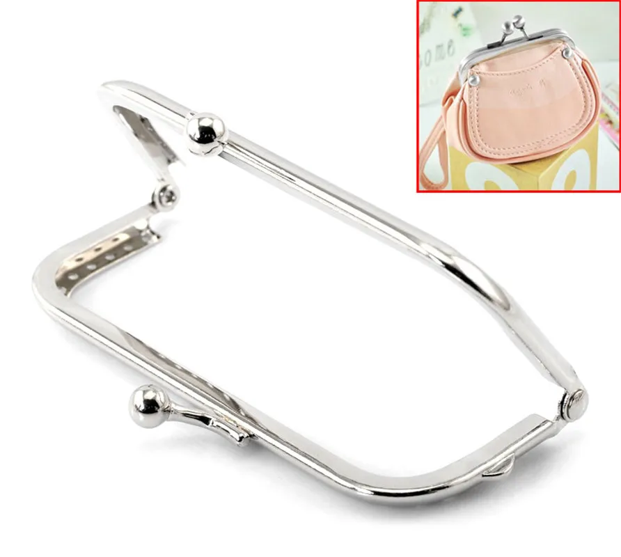 PACGOTH Iron Based Alloy Kiss Clasp Lock Purse Frame Silver Tone 10