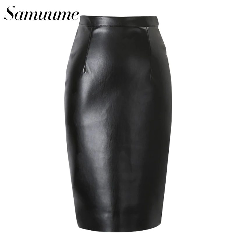 Aliexpress.com : Buy Samuume Women's PU Faux Leather Midi Pencil ...