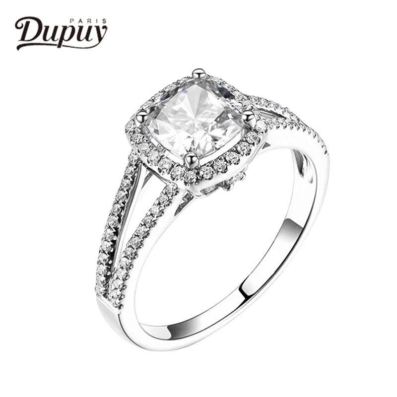 Дюпюи алмаз обручальное кольцо классический 14 К белого золота Обручение кольцо Подушка Cut 6,5 мм 1.3ct Square Ring Bague En diamant D180035 Дюпюи алмаз обручальное кольцо классический 14 К белого золота Обручение кольцо Подушка Cut 6,5 мм 1.3ct Square Ring Bague En diamant D180035