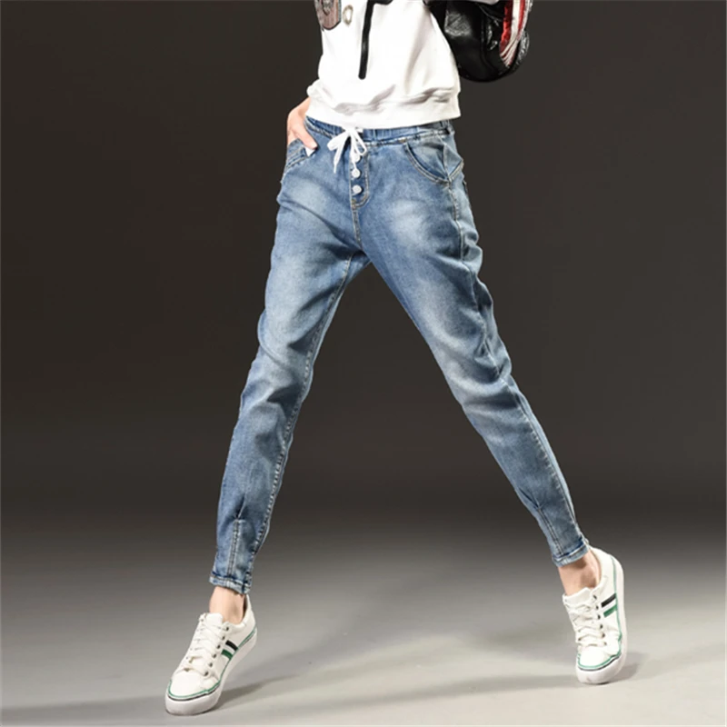 Autumn Winter Fashion High Waist Jeans Woman Large Size S-5XL Leisure Slim Elastic Waist Ladies Vintage Harlan Pants Women Jeans