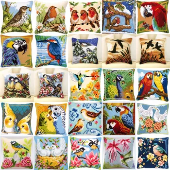 

1Bird DIY Needlework Kit Acrylic Yarn Embroidery Pillow Tapestry Canvas Cushion Front Cross Stitch Pillowcase-