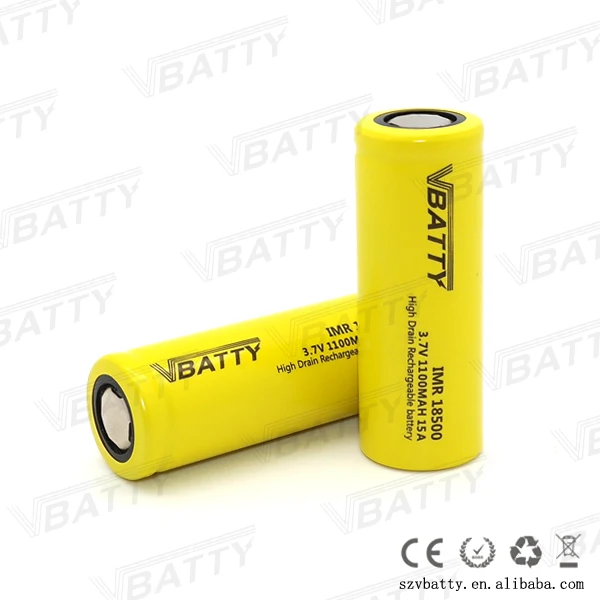 2 Шт./лот Vbatty IMR18500 3.7 В 1100 МАч Аккумулятор 18500 Литиевая литий-ионных Batteies 15A для ecigs