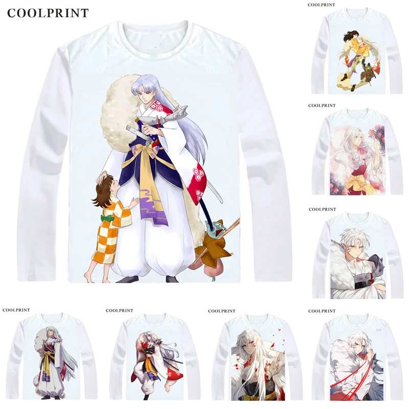 Sesshoumaruを殺生丸犬悪魔tシャツ犬夜叉封建妖精物語tシャツカジュアルヴィンテージtシャツプリント長袖シャツ T Shirts Aliexpress