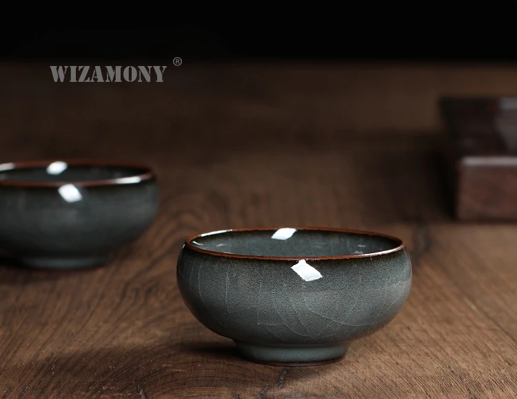 Wizamony 1 шт. ручной работы лунцюаньский Селадон посуда для напитков чайный сервиз чайная чашка чайный горшок чайная чашка Железный корпус кракелюрная глазурь китайский фарфор