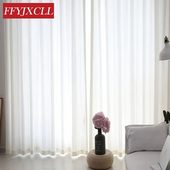 

Solid Color White Tulle Curtains for Living Room Bedroom Kitchen Cafe Drapes Home Decor Window Screening Sheer cortinas