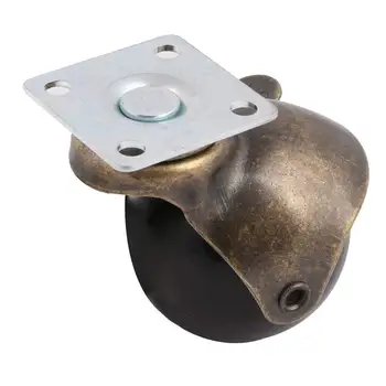 

4 Pack Mute Swivel Top Plate Hooded Ball Caster Wheels Antique Bronze 1.5-inch with Brake Universal Furniture Casters