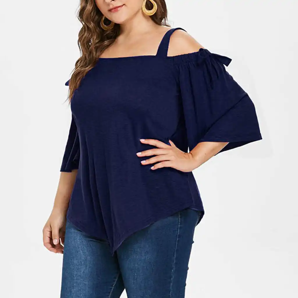 Cheap plus size cold shoulder tops Clearance