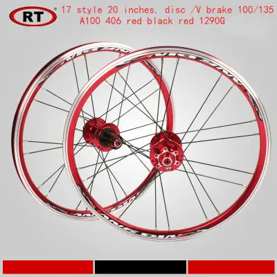 Best 2017 new Original RT A100 20 inch 451 /406 folding bicycle wheel Perrin BMX  cassette disc/V brake hub bearing Super light 1290G 5
