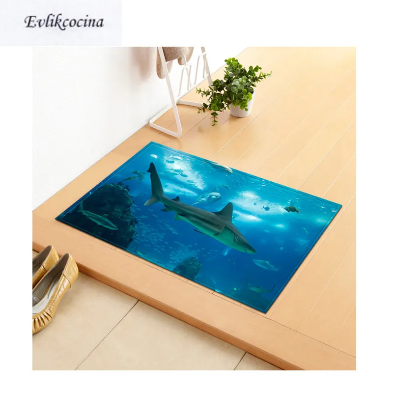 

Free Shipping Shark Sea Rugs And Carpets For Living Room Anti Slip Alfombras Dormitorio Bath Mat Door Floor Tapete Para Sala