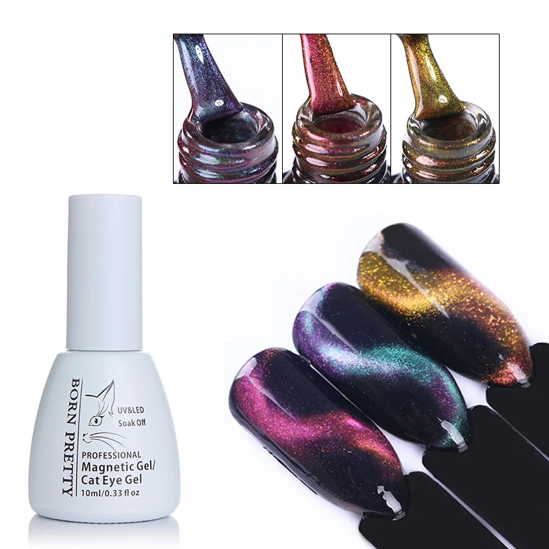 BORN PRETTY 10ml 3D Cat Eye UV Gel Polish Chameleon Magnetic Gel Soak Off UV Gel Varnish Manicure Nail Art Color