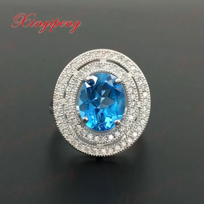 

925 sterling silver with 100% natural Female Topaz stone ring Blue gems