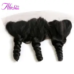 Alishes волосы бразильские Свободные волны фронтальные заказ с сеткой уха до уха синтетический Frontal шнурка волос синтетическое закрытие