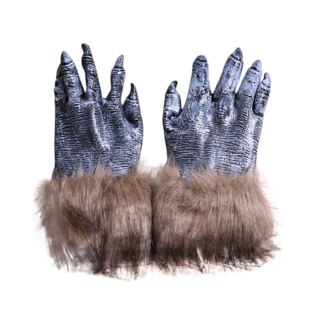Хэллоуин ужас перчатки оборотня волк набор когтей волосатые зверь волк взрослых коготь Перчатки черные перчатки "Волк" Перчатки моделирование S10 - Цвет: PK