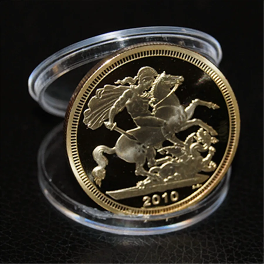 2010 британская драконовая монета соверен британской Золотой владыкой ДИА. Позолоченный 40 мм 1 унция