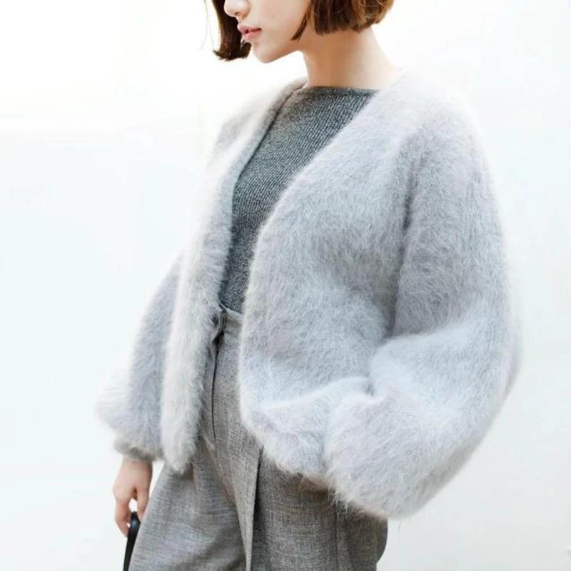 ^Cheap LOVELYDONKEYPure mink cashmere cardigan sweater women genuine mink cashmere coat open stitch free shipping m1125