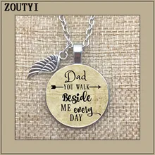 Commemorative, glamour necklace, you walk next to me every day, no father's wedding day, lost his father, in honor of my father father s day