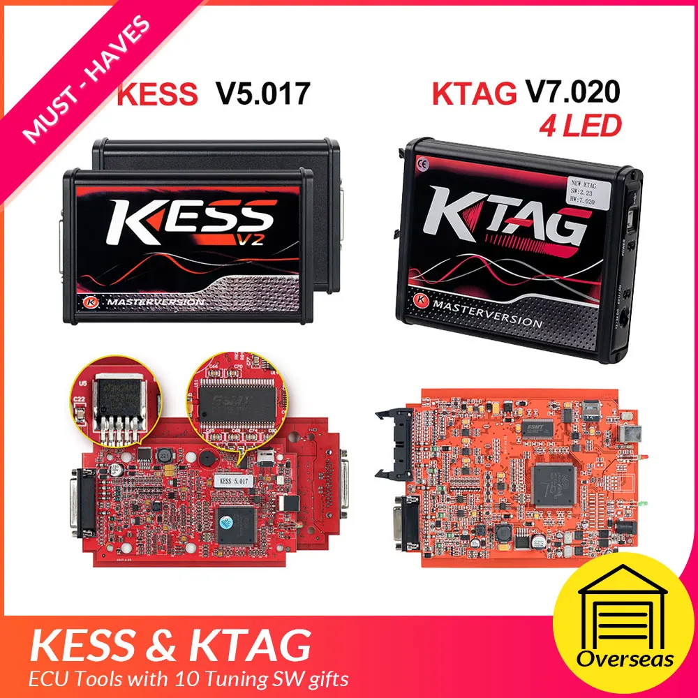 

KESS v2 V5.017 EU Red OBD 2 ECU Programming tool No Token limit KTAG V7.020 V2.47 4 LED Master Version car truck chip Tuning Kit