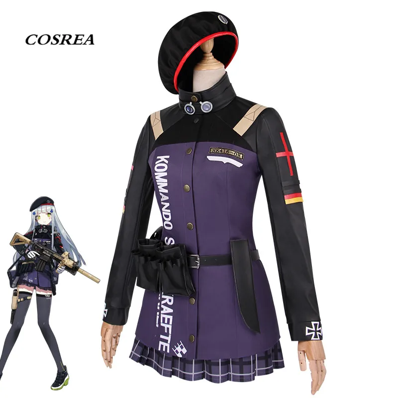 

COSREA High Quality Girls Frontline Cosplay Costume HK416 Purple Full Set Uniform Costumes Halloween Party For Woman