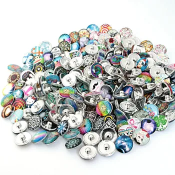 

50pcs/lot Mixed Many Styles Snaps 18mm Glass Snap Button Fit Choker Buttons Watch Button Bracelet Snaps Jewelry