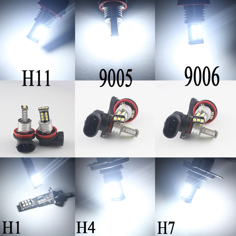 1 шт. DC12V 2835 15 SMD белый 6500K Светодиодные лампы 9005 9006 H1 H3 H4 H7 H11 противотуманный