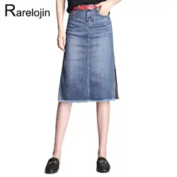 Летняя юбка 2019 новый корейский вариант высокой талии слово Модная Джинсовая юбка Повседневная Дикий разрез миди юбка женская одежда