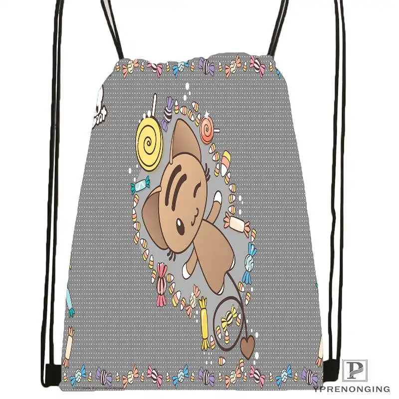 Drawstring Backpack Custom Kawaii Black Cat походная сумка на шнурке Cute Daypack Kids Satchel(черная спина) 31x40 cm#180531-02-45 - Цвет: Drawstring Backpack