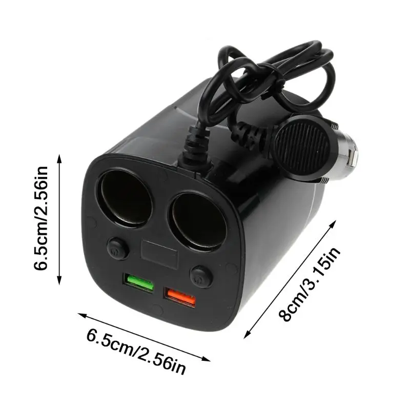  12V 24V QC3.0 Dual USB Auto Schnell Ladegerät Tasse Lade Display Mit 2 Zigarette Leichter Buchse Fü